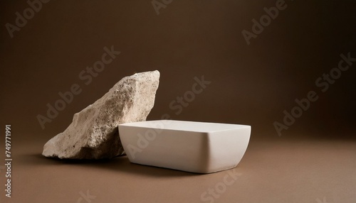 3d rendering studio with stone Cosmetic product minimal scene with platform Stand to show products background