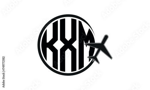 KXM three initial letter circle tour & travel agency logo design vector template. hajj Umrah agency, abstract, wordmark, business, monogram, minimalist, brand, company, flat, tourism agency, tourist