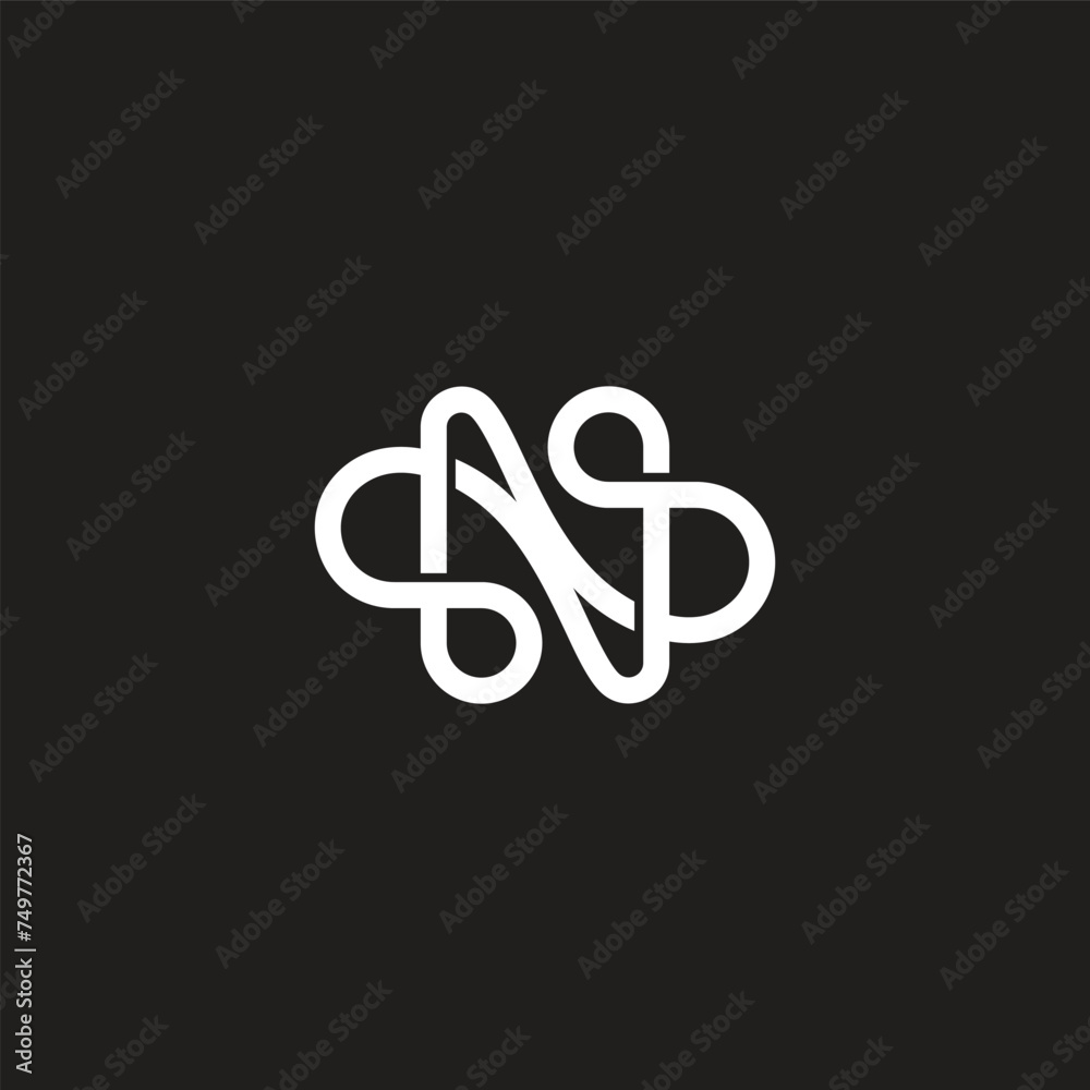 letter ns infinity linear abstract thread rope logo vector letter ns infinity linear abstract thread rope logo vector