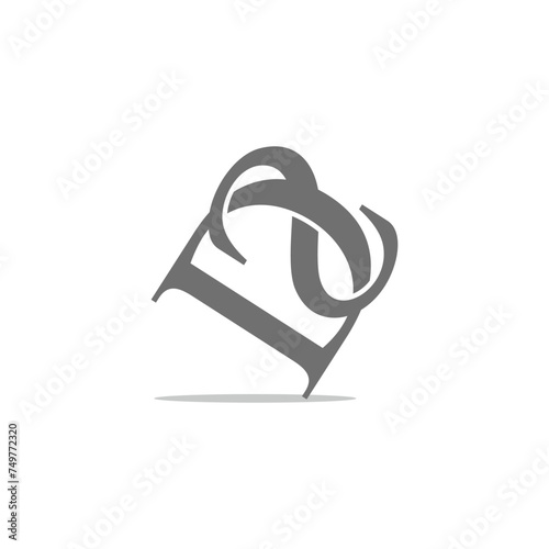 letter dn 3d flat curves logo vector