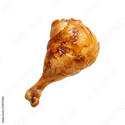 Grilled Chicken Drumstick Isolated on a Transparent Background 