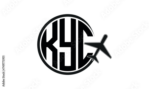 KYC three initial letter circle tour & travel agency logo design vector template. hajj Umrah agency, abstract, wordmark, business, monogram, minimalist, brand, company, flat, tourism agency, tourist
