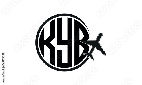 KYB three initial letter circle tour & travel agency logo design vector template. hajj Umrah agency, abstract, wordmark, business, monogram, minimalist, brand, company, flat, tourism agency, tourist photo