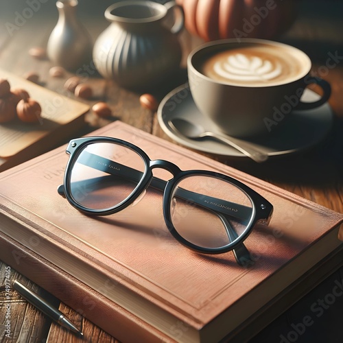 Motivation for Success: Glasses Atop Book Inspires Study, Success, and Achieving Goals through Dedication and Learning.