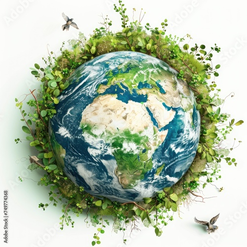 green planet earth with trees