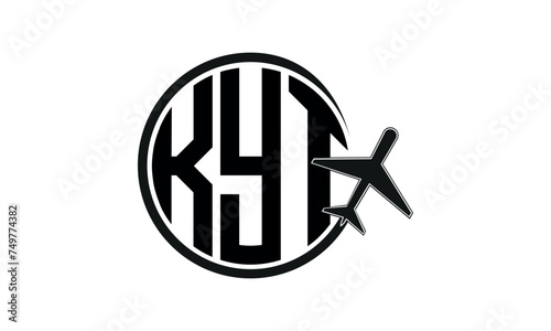 KYT three initial letter circle tour & travel agency logo design vector template. hajj Umrah agency, abstract, wordmark, business, monogram, minimalist, brand, company, flat, tourism agency, tourist photo