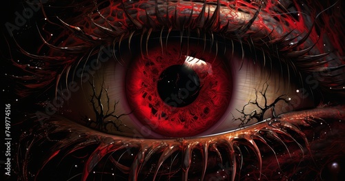 haunting red veined eye close-up