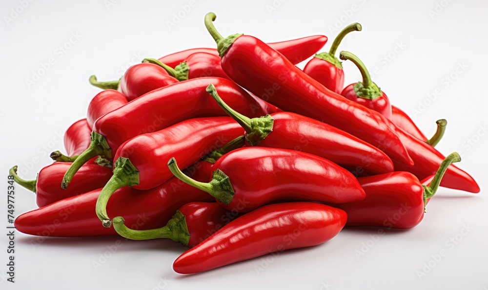 a close-up of red chili peppers isolated on white background 