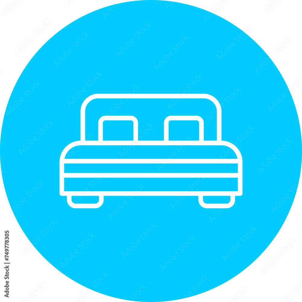 Double Bed Vector Line Multi Circle