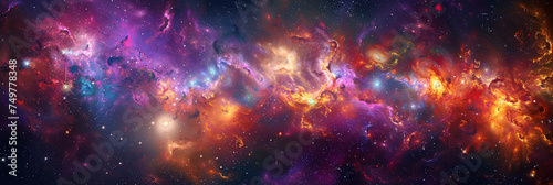 A celestial harmony captured in a vibrant cluster of galaxies each interacting in a cosmic dance revealing the astronomical wonders and stellar radiance of the multiverse Created Using celest photo