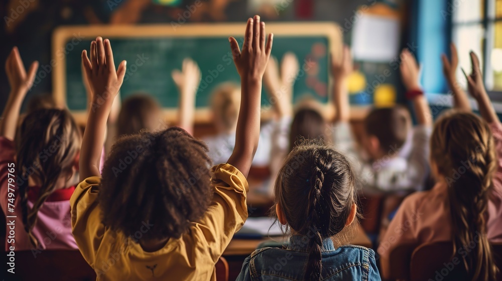 students raising their hands to ask teachers questions while they are in class. students raising their hands to ask teachers questions while they are in class.