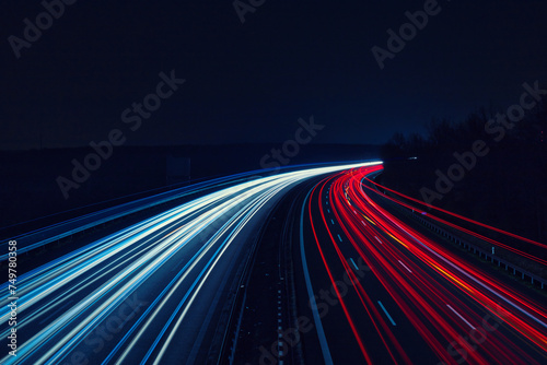 Langzeitbelichtung - Autobahn - Strasse - Traffic - Travel - Background - Line - Ecology - Highway - Long Exposure - Motorway - Night Traffic - Light Trails - High quality photo	 photo