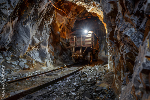 Mining cart in mine