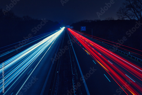 Langzeitbelichtung - Autobahn - Strasse - Traffic - Travel - Background - Line - Ecology - Highway - Long Exposure - Motorway - Night Traffic - Light Trails - High quality photo 