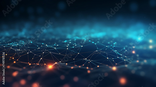 Digital dot and line wave connectivity background design, abstract technology conceptual background.