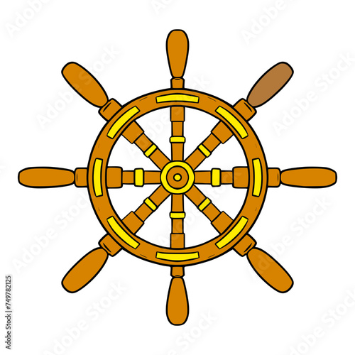 helm wheel illustration hand drawn isolated vector