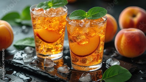 Fresh Peach Tea, Summer Fruit Cocktail, Peach Tea Party, Fruit-Infused Iced Tea.