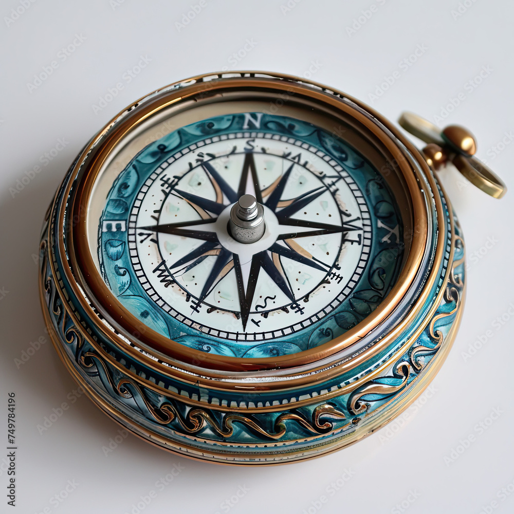 Charming Blue Compass with White Background