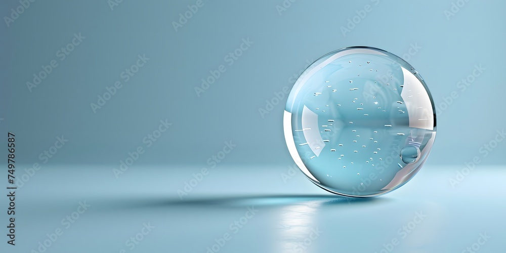 transparent glass ball on a light blue backdrop transparent glass ball on a light blue backdrop