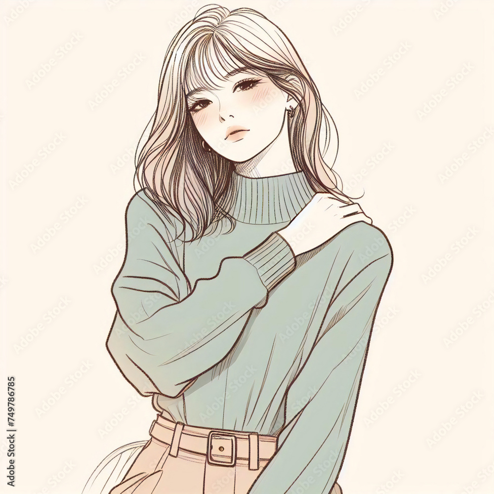 肩こりが気になる女性イラスト
