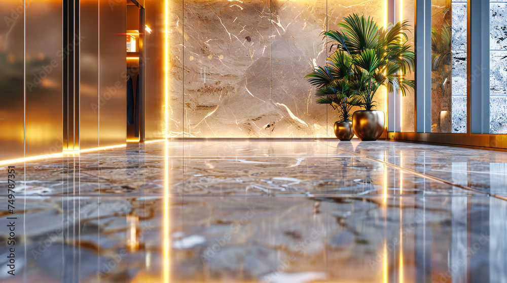 Elegant Business Lobby: A Modern and Stylish Entrance to a Corporate Space with Refined Decor