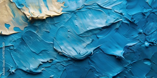 Wallpaper Mural fragment of blue and beige acrylic texture painting oil and palette Torontodigital.ca