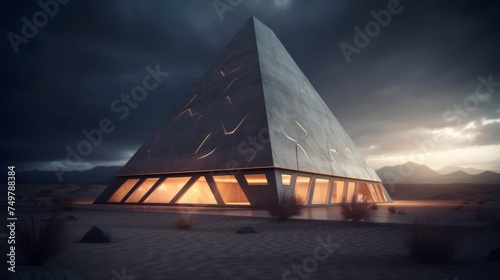 Futuristic architecture. Modern building in geometric style