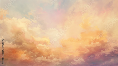 Sun and cloud background with a pastel colored, fantasy sky.
