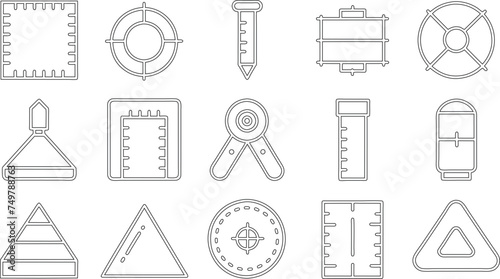 Dimension, area and perimeter measure concept editable stroke outline icons set isolated on white background flat vector illustration photo