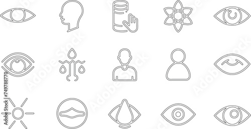 human senses editable stroke outline icons set isolated on white background flat vector illustration