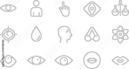 human senses editable stroke outline icons set isolated on white background flat vector illustration