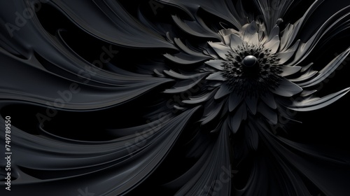 Freeform ferrofluids background in black colors. Beautiful chaos of swirling frequency  photo