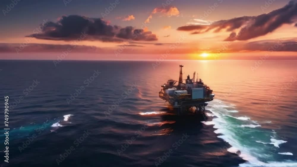 aerial view of an offshore oil rig with sunset view aerial view of an offshore oil rig with sunset view