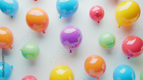 colorful party balloons on white background.