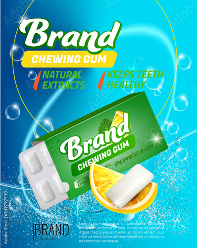 Free vector mint gum with leaves.