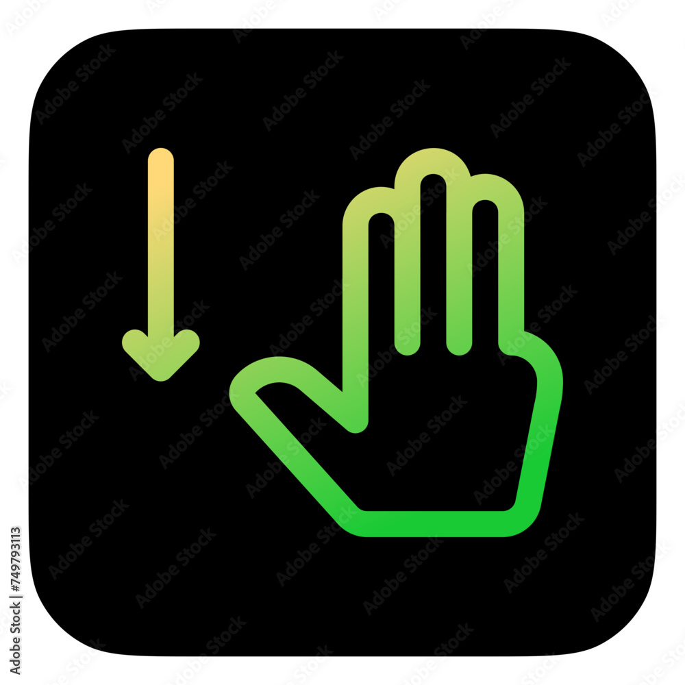 Fototapeta premium Editable three fingers swipe down vector icon. Part of a big icon set family. Perfect for web and app interfaces, presentations, infographics, etc