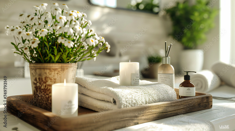 Spa Retreat: Towels, Aromatherapy, and Relaxation in a Tranquil and Healthful Environment