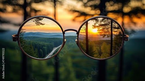Clear Vision of a Serene Sunset in the Forest - Feeling Connected to Nature photo