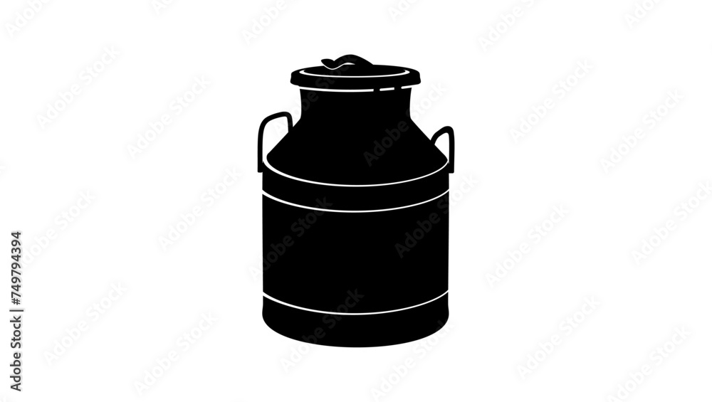 Steel Milk Can, black isolated silhouette Steel Milk Can, black isolated silhouette