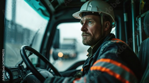 worker in heavy industry engineering, donning a hard hat and outfit.