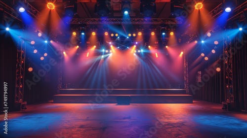Free stage with lights, lighting devices. © chanidapa