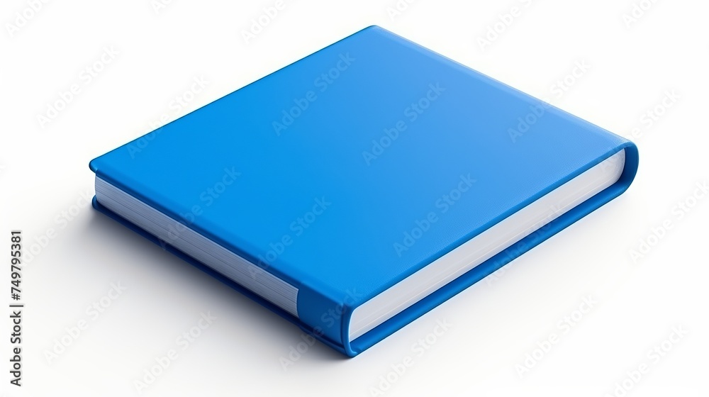Blue Covered Book Isolated on White Background, Seen from Above in Close-up. Blue Covered Book Isolated on White Background, Seen from Above in Close-up.