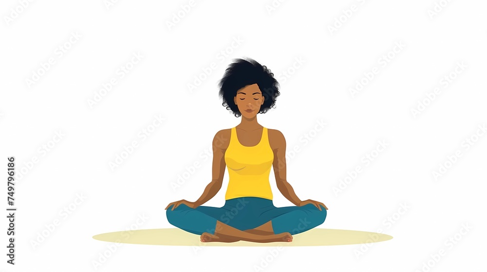 women's meditation, yoga illustration, female yoga