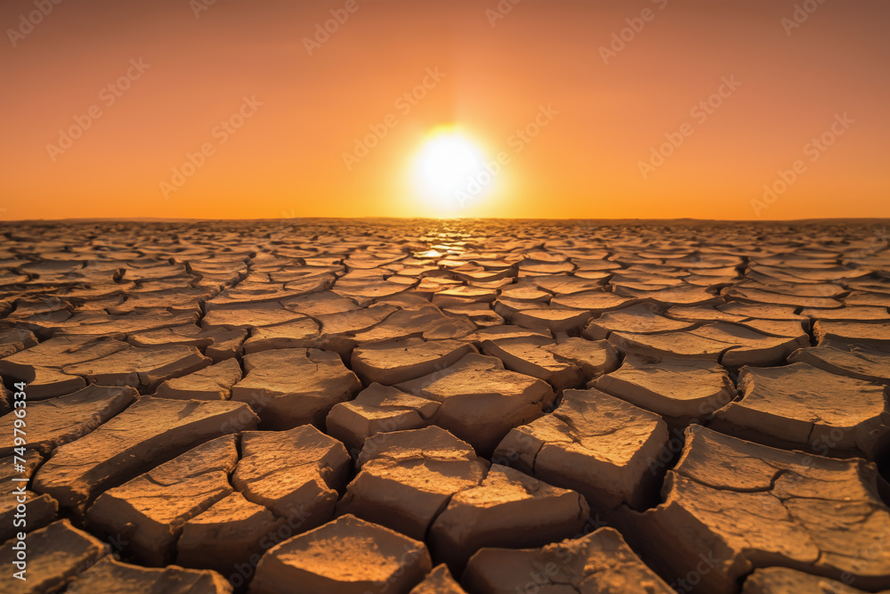 Drought land, Dries, Global drought. Dry cracked earth on sunset. Water ...