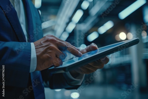 A man in a suit holding a tablet computer. Perfect for business and technology concepts © Fotograf