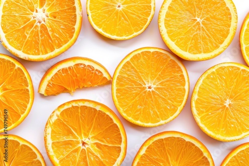Fresh halved oranges on a white background, ideal for food-related designs