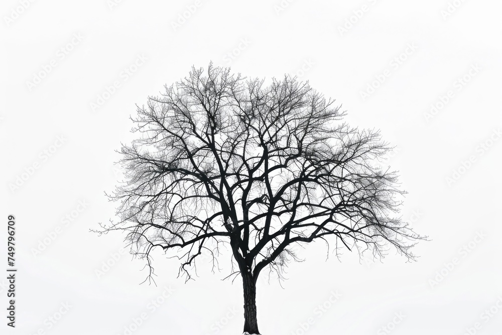 Solitary tree in a snowy landscape, suitable for winter themes Solitary tree in a snowy landscape, suitable for winter themes