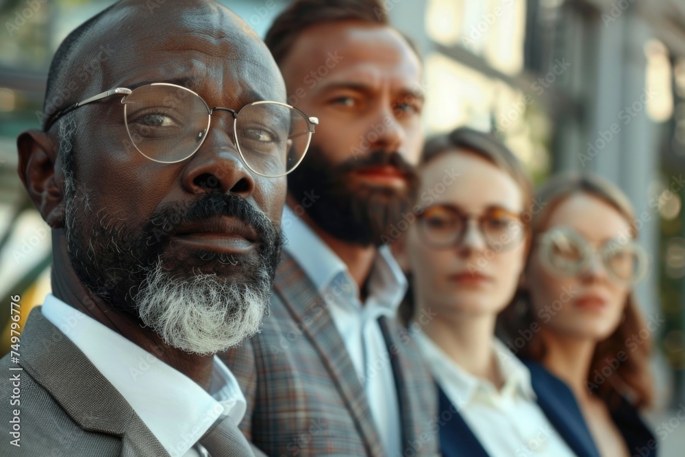 Diverse group of people standing in unity. Suitable for teamwork concepts