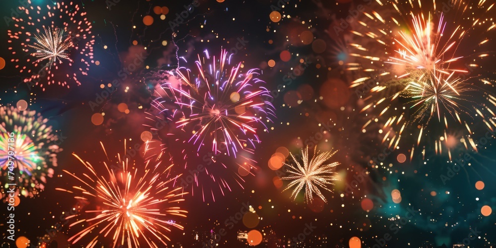 A stunning display of fireworks lighting up the sky. Perfect for celebrating special occasions
