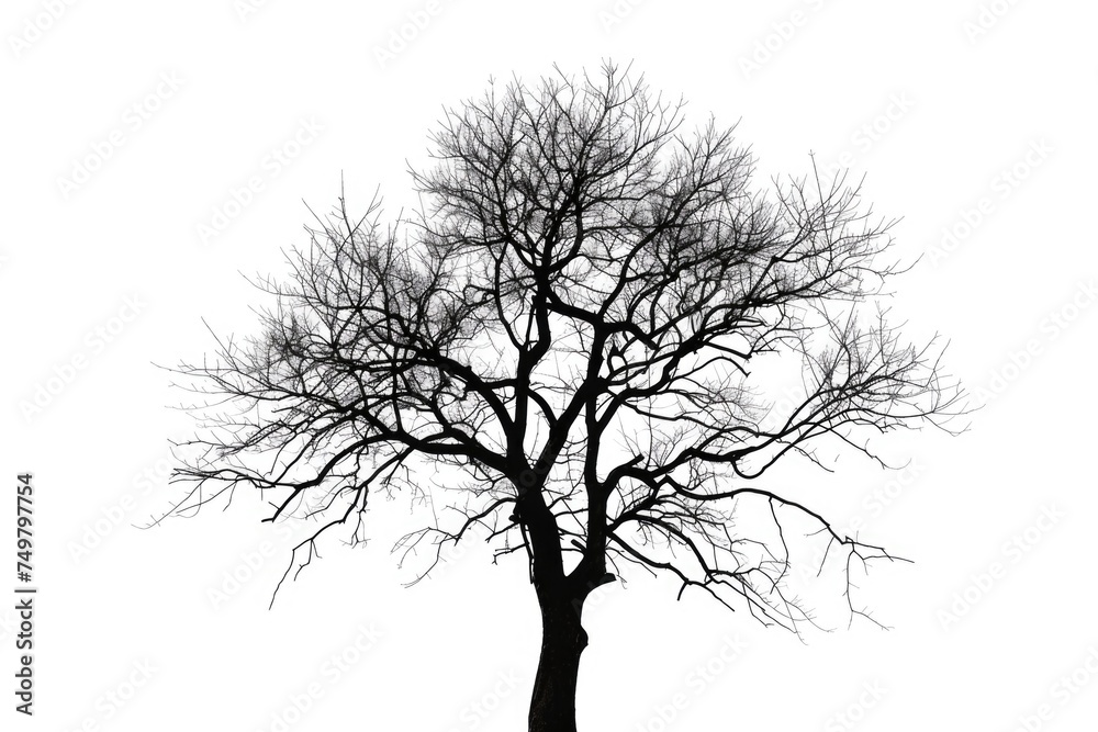 Fototapeta premium A stark black and white image of a solitary bare tree. Suitable for minimalist designs